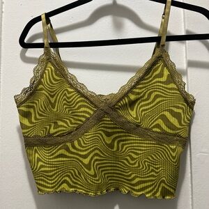 y2k style cropped cami with lettuce hem